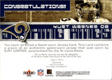2001 Kurt Warner Fleer Hot Prospects SCORING KINGS GAME-WORN JERSEY St. Louis Rams