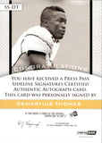 2010 Demaryius Thomas Press Pass SIDELINE SIGNATURES ROOKIE AUTOGRAPH RC AUTO #SS-DT Georgia Tech Yellow Jackets Denver Broncos
