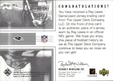 2002 Ray Lewis Upper Deck BATTLE-WORN GAME-USED JERSEY #BW-RL Baltimore Ravens