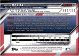 2016 Mickey Moniak Bowman Draft CHROME DRAFT PICKS PURPLE REFRACTOR AUTOGRAPH 80/250 AUTO #CDA-MM Philadelphia Phillies