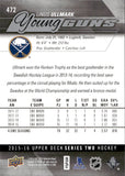 2015-16 Linus Ullmark Upper Deck SERIES TWO YOUNG GUNS ROOKIE RC #472 Buffalo Sabres