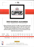 2018-19 Shai Gilgeous-Alexander Panini Chronicles ROOKIE RC #113 Los Angeles Clippers 2