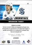 2024-25 Brandon Tanev Upper Deck Credentials AUTOGRAPH AUTO #95 Seattle Kraken