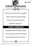 2012 Leaf Vince Lombardi Legacy WORN JACKET #WJ-23 Green Bay Packers