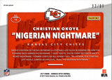 2017 Christian Okoye Panini Donruss. Optic AKA NIGERIAN NIGHTMARE RED PRIZM 93/99 #12 Kansas City Chiefs