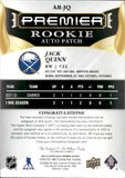 2022-23 Jack Quinn Upper Deck Premier ROOKIE AUTO PATCH 92/99 RC AUTOGRAPH #AR-JQ Buffalo Sabres