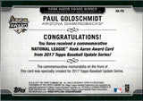 2017 Paul Goldschmidt Topps UPDATE COMMEMORATIVE NATIONAL LEAGUE HANK AARON AWARD MEMORABILIA #HA-PG Arizona Diamondbacks