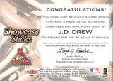 2001 J.D. Drew Fleer Showcase SHOWCASE STICKS GAME-USED BAT RELIC St. Louis Cardinals