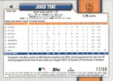2026 Jonah Tong Topps SERIES ONE SPRING TRAINING GREEN FOIL ROOKIE 17/99 RC #4 New York Mets