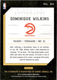 2013-14 Dominique Wilkins Panini Pinnacle AUTOGRAPH AUTO #64 Atlanta Hawks