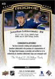 2024-25 Jonathan Lekkerimaki Upper Deck Stature ROOKIE AUTO RC AUTOGRAPH #40 Vancouver Canucks