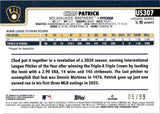 2025 Chad Patrick Topps Update GREEN FOIL AUTOGRAPH ROOKIE 5/99 AUTO RC #US307 Milwaukee Brewers