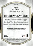 2020 Pete Alonso Topps Tiere One AUTOGRAPH 132/150 AUTO #T1A-PA New York Mets