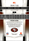 2007 Frank Gore Donruss Leaf Certified Materials MIRROR RED GAME-WORN JERSEY 64/100 #67 San Francisco 49ers