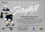 2024-25 Zachary Bolduc Upper Deck SPx SUPER SCRIPTS ROOKIE AUTOGRAPH RC AUTO #SSR-ZB St. Louis Blues
