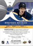 2020-21 Brayden Schenn Upper Deck Premier AUTOGRAPH AUTO #40 St. Louis Blues 1