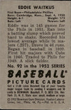 1952 Eddie Waitkus Bowman #92 Philadelphia Phillies 3 BV$25