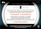 2012 Tommy Lasorda Topps SERIES TWO COMMEMORATIVE RETIRED NUMBER PATCH #RN-TL Los Angeles Dodgers