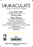 2018-19 Paul Pierce Panini Immaculate Collection MATERIALS YELLOW PRINTING PLATE 1/1 ONE OF ONE #MT-PPC Brooklyn Nets