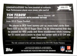 2010 Tim Tebow Topps PEAK PERFORMANCE PLAYER-WORN JERSEY ROOKIE RC #PPR-TT Denver Broncos