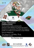 2024-25 Jesper Wallstedt Upper Deck Allure RED RAINBOW AUTO ROOKIE AUTOGRAPH RC #111 Minnesota Wild