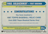 2022 Paul Goldschmidt Topps SERIES ONE 1987 DESIGN JERSEY RELIC #87R-PG St. Louis Cardinals