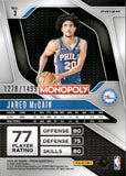 2024-25 Jared McCain Panini Prizm Monopoly CLASSIC ICONS ORANGE PRIZM ROOKIE 1278/1499 RC #3 Philadelphia 76ers