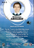 2024-25 Macklin Celebrini Upper Deck SERIES TWO WELCOME ABOARD ROOKIE RC #WA-8 San Jose Sharks 1