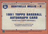 2026 Dontrelle Willis Topps 1991 DESIGN BLUE AUTOGRAPH 143/150 AUTO #91A-DON Florida Marlins