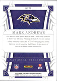 2022 Mark Andrews Panini National Treasures PURPLE 15/49 #29 Baltimore Ravens