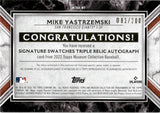 2022 Mike Yastrzemski Topps Museum Collection SIGNATURE SWATCHES TRIPLE RELIC AUTOGRAPH 81/200 AUTO JERSEY #SWTRA-MY San Francisco Giants