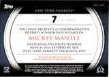 2012 Mickey Mantle Topps SERIES ONE COMMEMORATIVE RETIRED NUMBER PATCH #RN-MM New York Yankees