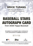 2025 Brice Turang Topps BASEBALL STARS AUTOGRAPH 77/150 AUTO #BSA-BT Milwaukee Brewers