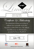 2005 Don Maynard Donruss Leaf Limited LIMITED THREADS AUTOGRAPH 64/75 GAME-WORN JERSEY AUTO #LT-27 New York Jets