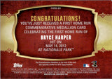 2015 Bryce Harper Topps FIRST HOME RUN COMMEMORATIVE MEDALLION #FHRM-BH Washington Nationals