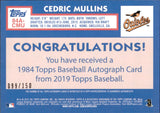 2019 Cedric Mullins Topps 1984 DESIGN AUTOGRAPH ROOKIE 99/150 AUTO RC #84A-CMU Baltimore Orioles