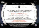 2012 Joe DiMaggio Topps SERIES 1 COMMEMORATIVE RETIRED PATCH CARD #RN-JD New York Yankees