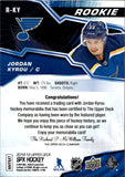 2018-19 Jordan Kyrou Upper Deck SPX ROOKIE JERSEY RC #R-KY St. Louis Blues
