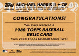2023 Michael Harris II Topps SERIES 2 ROOKIE 1988 DESIGN RELIC PATCH RED RC 3/25 #88R-MH Atlanta Braves