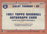 2026 Colby Thomas Topps 1991 DESIGN ROOKIE AUTOGRAPH RC AUTO #91A-COL Oakland A's