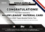 2024 Ronald Acuna Jr. Topps SERIES TWO MAJOR LEAGUE MATERIAL 73/199 GAME-USED MEMORABILIA #MLM2-RAJ Atlanta Braves