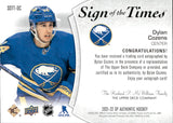 2021-22 Dylan Cozens Upper Deck SP Authentic SIGN OF THE TIMES AUTOGRAPH AUTO #SOTT-DC Buffalo Sabres