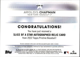 2022 Aroldis Chapman Topps Pristine SLICE OF A STAR AUTOGRAPH RELIC AUTO JERSEY #SSAR-AC New York Yankees