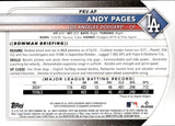 2025 Andy Pages Bowman ROOKIES & VETS AUTOGRAPH AUTO #PRV-AP Los Angeles Dodgers