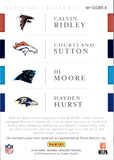 2018 Calvin Ridley Courtland Sutton DJ Moore Hayden Hurst Panini National Treasures ROOKIE NFL GEAR QUAD MATERIALS 82/99 RC JERSEY #GQM-4 Falcons Broncos Panthers Ravens
