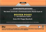 2013 Buster Posey Topps COMMEMORATIVE PATCH CARD #CP-49 San Francisco Giants