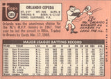 1969 Orlando Cepeda Topps #385 Atlanta Braves 2 BV$50