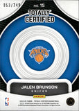 2024-25 Jalen Brunson Panini Totally Certified ON TARGET NEON ORANGE MIRROR 53/249 #15 New York Knicks
