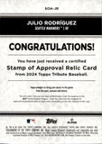 2024 Julio Rodriguez Topps Tribute STAMP OF APPROVAL RELIC 10/199 GAME-USED MEMORABILIA JERSEY #SOA-JR Seattle Mariners