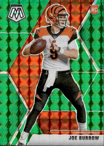 2020 Joe Burrow Panini Mosaic GREEN PRIZM ROOKIE RC #201 Cincinnati Bengals